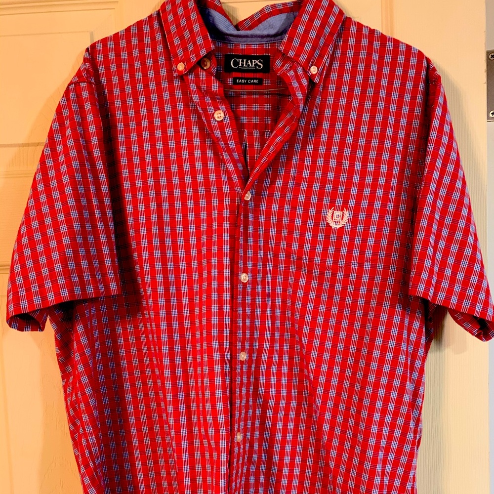 2/$60 Chaps 100% cotton short sleeve shirt.  red